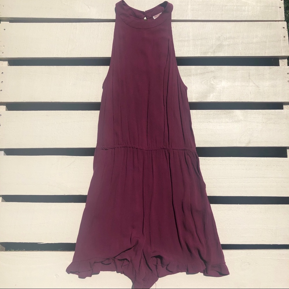 Burgundy high neck romper